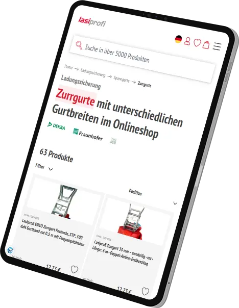 Ladungssicherung.eu auf dem Tablet