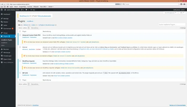 Wordpress Pluginverwaltung