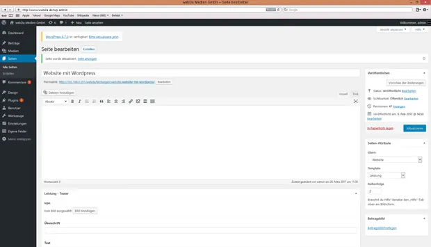 Wordpress Seitenbearbeitung